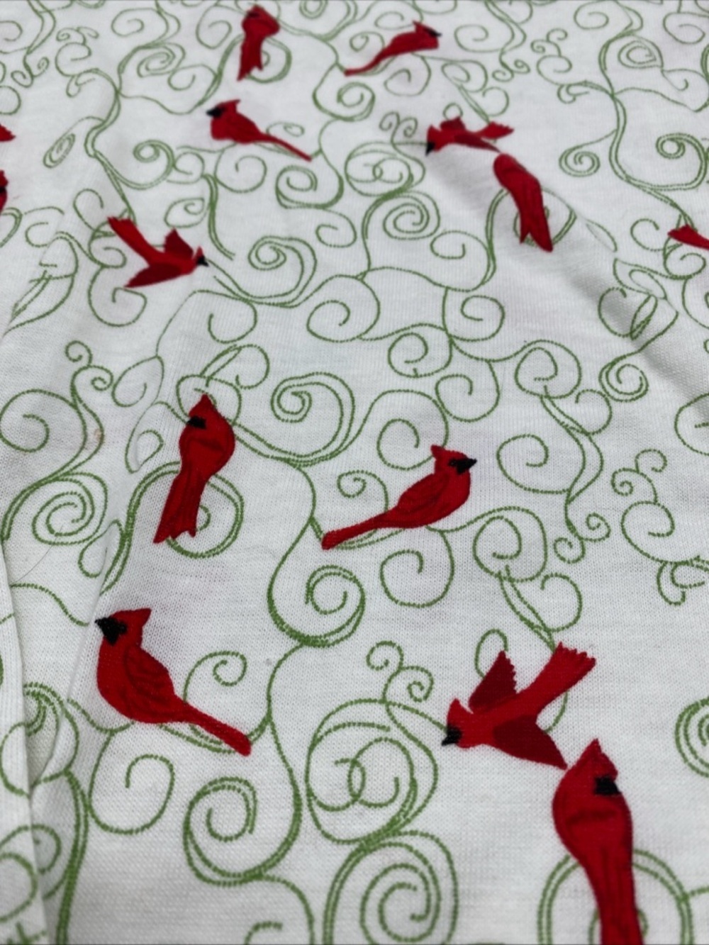 Vintage Cardinal All Over Print Long  Sleeve Turtle Neck Holiday Whimsical Med - Picture 2 of 5